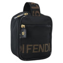 FENDI Hand Bag Canvas Black Gold Auth bs33540-1