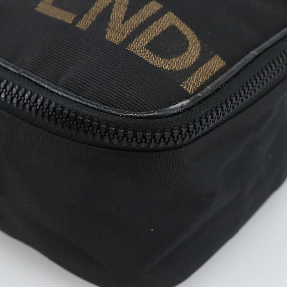 FENDI Hand Bag Canvas Black Gold Auth bs33540
