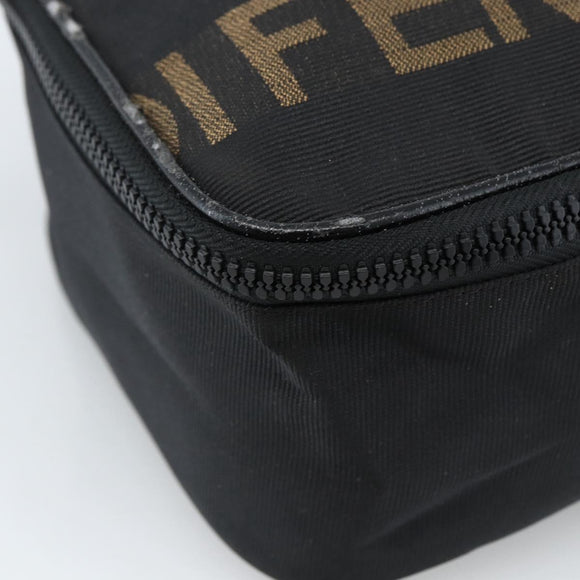 FENDI Hand Bag Canvas Black Gold Auth bs33540