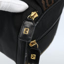 FENDI Hand Bag Canvas Black Gold Auth bs33540-8