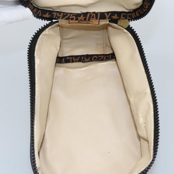 FENDI Hand Bag Canvas Black Gold Auth bs33540