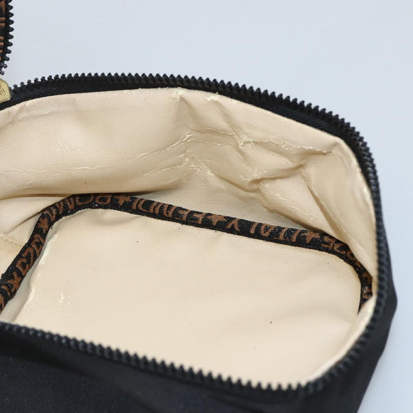 FENDI Hand Bag Canvas Black Gold Auth bs33540
