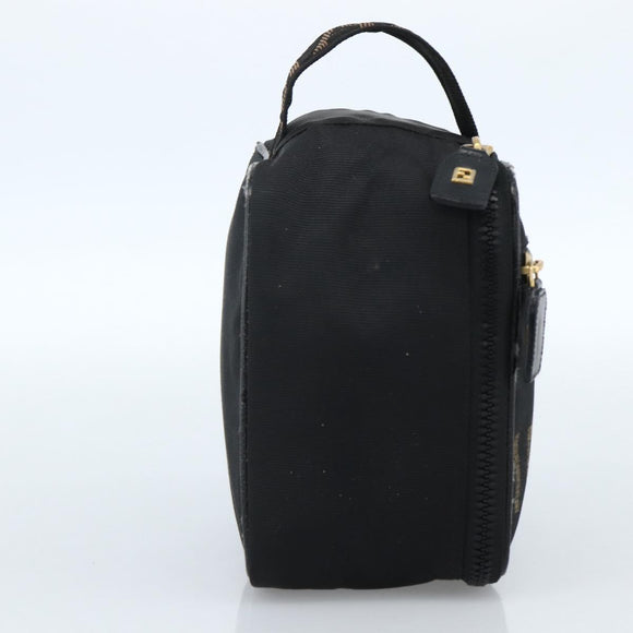 FENDI Hand Bag Canvas Black Gold Auth bs33540