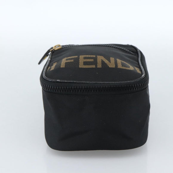 FENDI Hand Bag Canvas Black Gold Auth bs33540