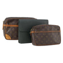 LOUIS VUITTON Monogram Taiga Clutch Bag 3 Set Grizzly LV Auth bs33543-1