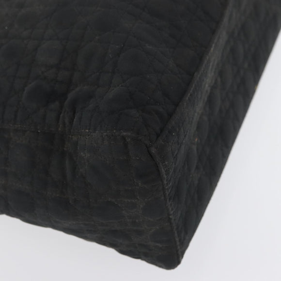 Christian Dior Canage Hand Bag Nylon Black Gold Auth bs33545