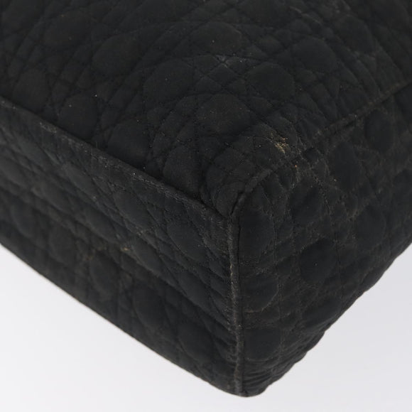 Christian Dior Canage Hand Bag Nylon Black Gold Auth bs33545