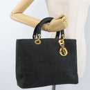 Christian Dior Canage Hand Bag Nylon Black Gold Auth bs33545-23
