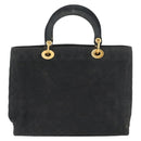 Christian Dior Canage Hand Bag Nylon Black Gold Auth bs33545-2
