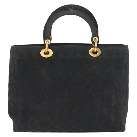 Christian Dior Canage Hand Bag Nylon Black Gold Auth bs33545
