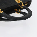 Christian Dior Canage Hand Bag Nylon Black Gold Auth bs33545-7