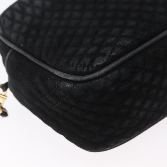 BALLY Chain Shoulder Bag Suede Black Gold Auth bs33547