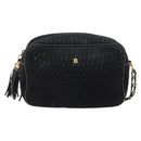 BALLY Chain Shoulder Bag Suede Black Gold Auth bs33547-2
