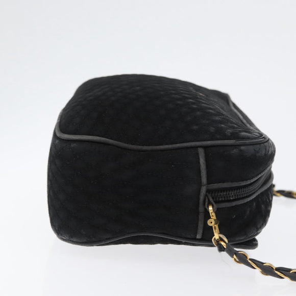 BALLY Chain Shoulder Bag Suede Black Gold Auth bs33547