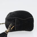 BALLY Chain Shoulder Bag Suede Black Gold Auth bs33547-6