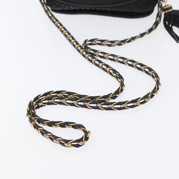 BALLY Chain Shoulder Bag Suede Black Gold Auth bs33547