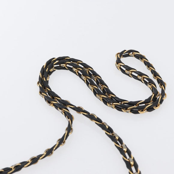 BALLY Chain Shoulder Bag Suede Black Gold Auth bs33547