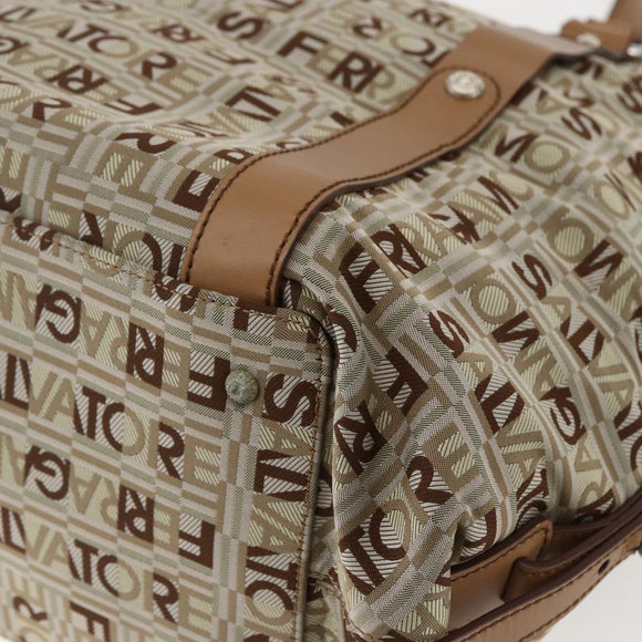 Salvatore Ferragamo Tote Bag Canvas Beige Auth bs33551