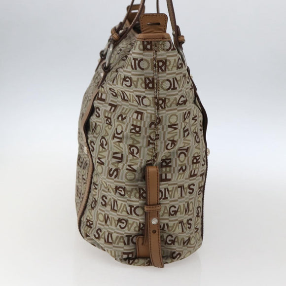 Salvatore Ferragamo Tote Bag Canvas Beige Auth bs33551