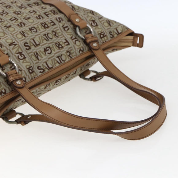 Salvatore Ferragamo Tote Bag Canvas Beige Auth bs33551