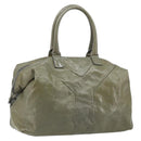 SAINT LAURENT Hand Bag Patent leather Khaki Silver 208314 Auth bs33552-1