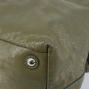 SAINT LAURENT Hand Bag Patent leather Khaki Silver 208314 Auth bs33552-12
