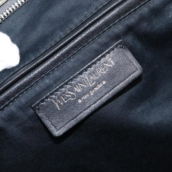 SAINT LAURENT Hand Bag Patent leather Khaki Silver 208314 Auth bs33552