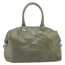 SAINT LAURENT Hand Bag Patent leather Khaki Silver 208314 Auth bs33552-2