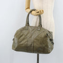 SAINT LAURENT Hand Bag Patent leather Khaki Silver 208314 Auth bs33552-23