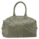 SAINT LAURENT Hand Bag Patent leather Khaki Silver 208314 Auth bs33552-3