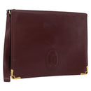 CARTIER Must Line Clutch Bag Leather Bordeaux Gold Auth bs33553-1