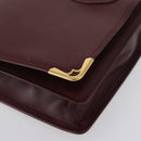 CARTIER Must Line Clutch Bag Leather Bordeaux Gold Auth bs33553-10
