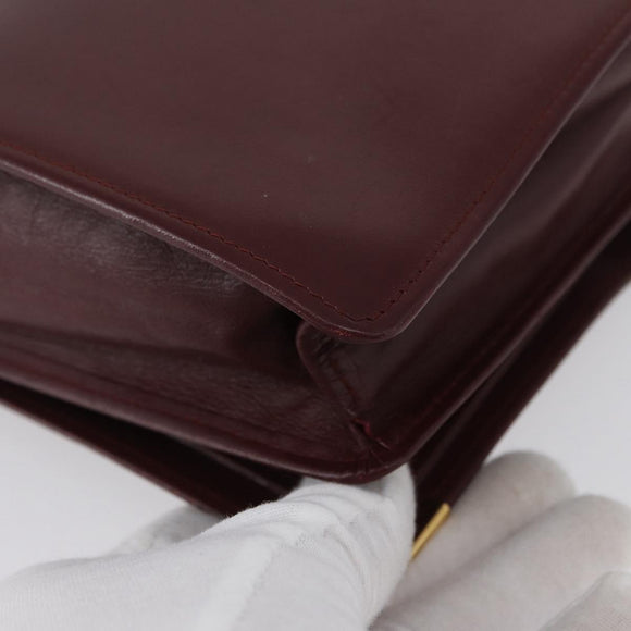 CARTIER Must Line Clutch Bag Leather Bordeaux Gold Auth bs33553