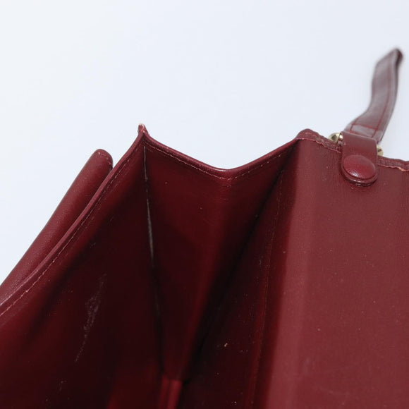 CARTIER Must Line Clutch Bag Leather Bordeaux Gold Auth bs33553