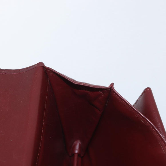 CARTIER Must Line Clutch Bag Leather Bordeaux Gold Auth bs33553