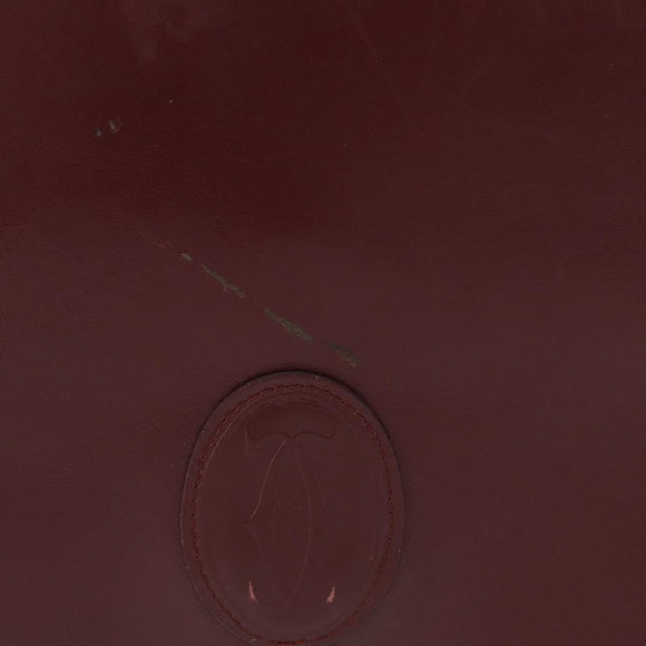 CARTIER Must Line Clutch Bag Leather Bordeaux Gold Auth bs33553