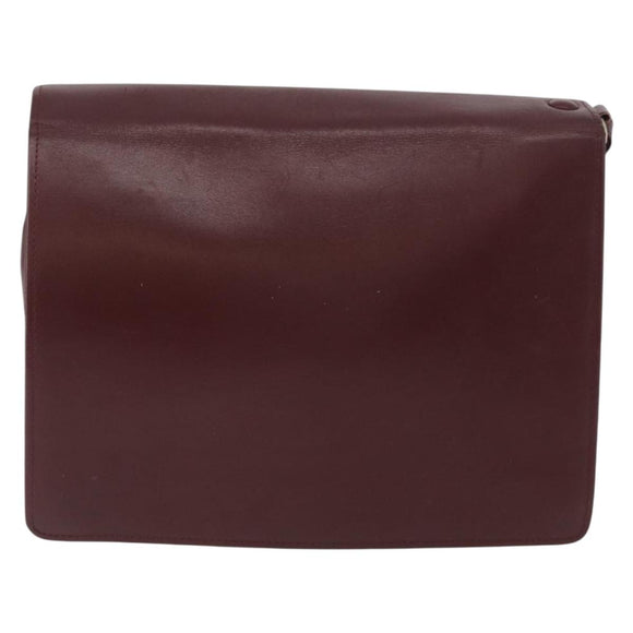 CARTIER Must Line Clutch Bag Leather Bordeaux Gold Auth bs33553