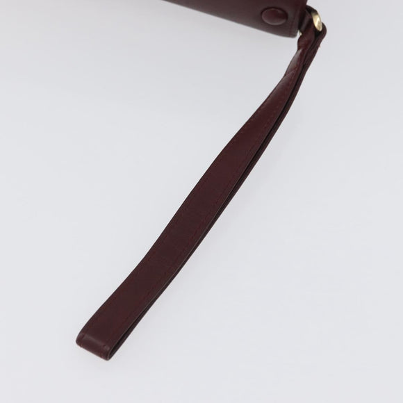 CARTIER Must Line Clutch Bag Leather Bordeaux Gold Auth bs33553