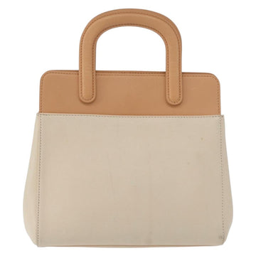 CARTIER Hand Bag Leather Beige Silver Auth bs33554 - 0