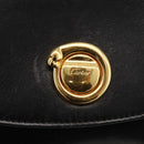 CARTIER Pouch Clutch Bag Leather set Black Gold Auth bs33557-8
