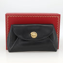 CARTIER Pouch Clutch Bag Leather set Black Gold Auth bs33557-12