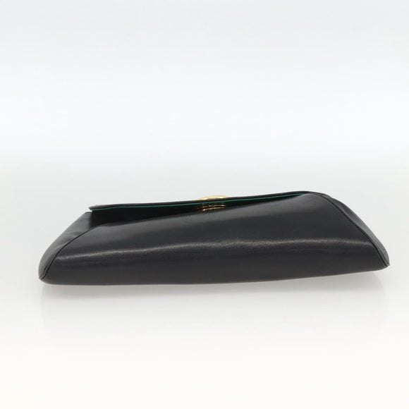 CARTIER Pouch Clutch Bag Leather set Black Gold Auth bs33557