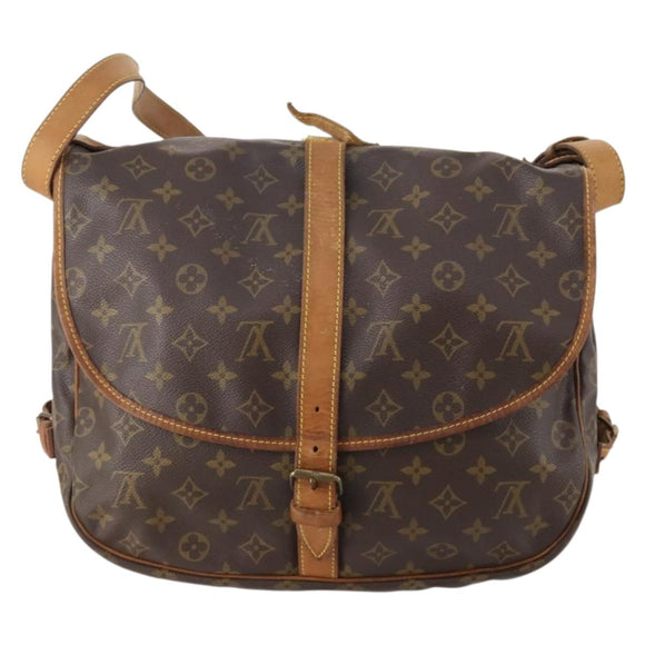 LOUIS VUITTON Monogram Saumur 35 Shoulder Bag M42254 LV Auth bs33561
