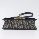 Christian Dior Trotter Canvas Oblique Shoulder Bag Navy Gold Auth bs33570-10