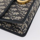 Christian Dior Trotter Canvas Oblique Shoulder Bag Navy Gold Auth bs33570-11
