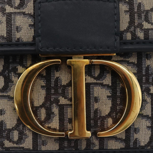 Christian Dior Trotter Canvas Oblique Shoulder Bag Navy Gold Auth bs33570