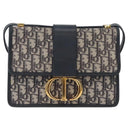 Christian Dior Trotter Canvas Oblique Shoulder Bag Navy Gold Auth bs33570-2