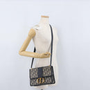 Christian Dior Trotter Canvas Oblique Shoulder Bag Navy Gold Auth bs33570-25