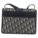 Christian Dior Trotter Canvas Oblique Shoulder Bag Navy Gold Auth bs33570-3