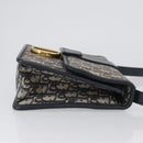 Christian Dior Trotter Canvas Oblique Shoulder Bag Navy Gold Auth bs33570-4